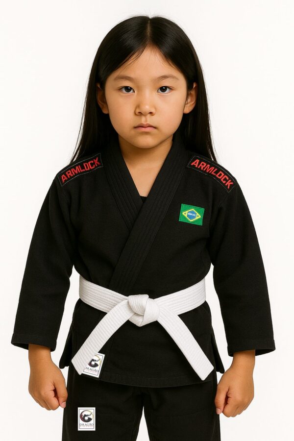 Kimono Jiu Jitsu Infantil Kids Preto+ faixa - Imagem 3