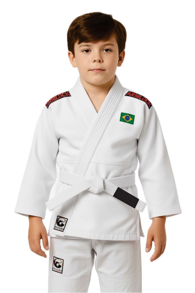 Kimono Jiu Jitsu Infantil Kids Branco+faixa - PRÉ VENDA - Imagem 4